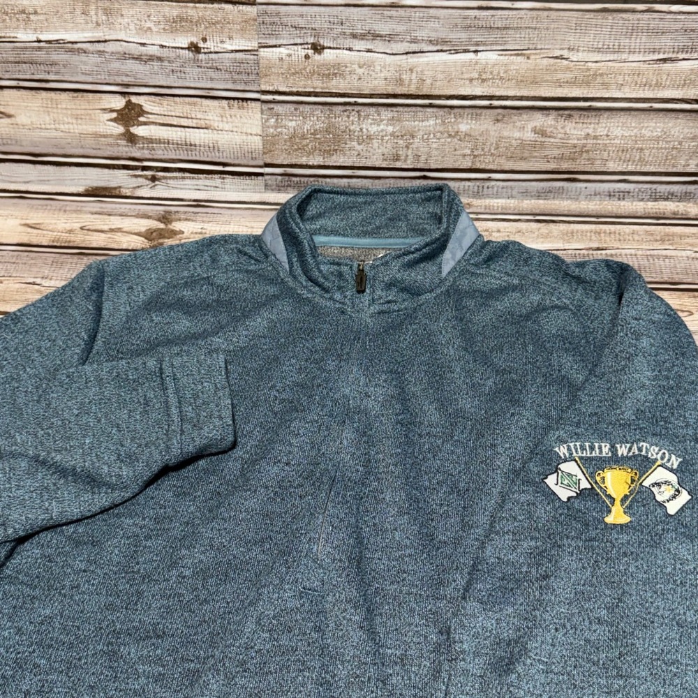 Johnnie-O Mens Blue Heathered Quarter‎ Zip Pullover Golf Sweater Size Medium